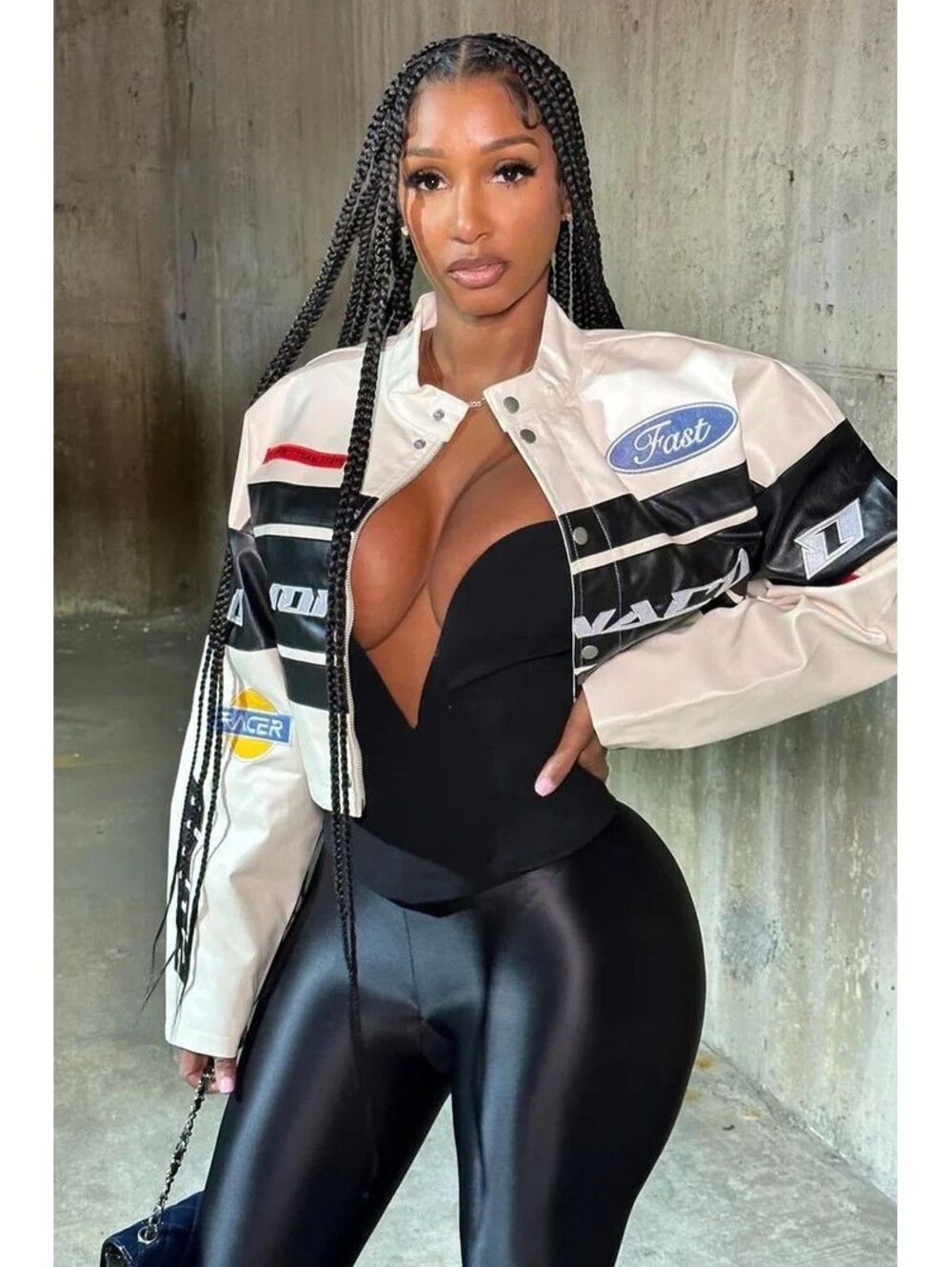 Fashionova Women's Monaco Cropped Jacket - Ivory-Black M ($59.99)